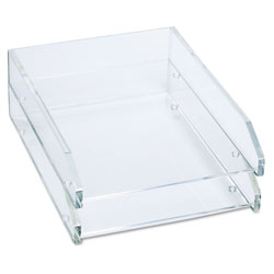 Kantek Clear Acrylic Letter Tray, 2 Sections, Letter Size Files, 10.5" x 13.75" x 2.5", Clear, 2/Pack (KTKAD15)