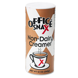 Office Snax Reclosable Canister of Powder Non-Dairy Creamer, 12oz, 24/Carton