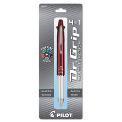 Pilot Dr. Grip 4 + 1 Retractable Ballpoint Pen/Pencil, BK/BE/GN/Red Ink, Burgundy Barrel (PIL36226)
