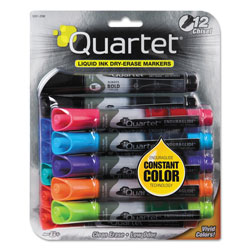 Quartet® EnduraGlide Dry Erase Marker, Broad Chisel Tip, Assorted Colors, 12/Set (QRT500120M)