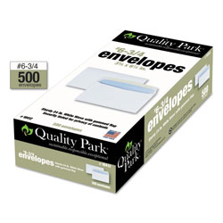 Quality Park Business Envelope, #6 3/4, Commercial Flap, Gummed Closure, 3.63 x 6.5, White, 500/Box
