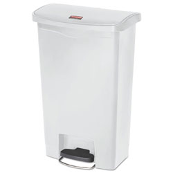 Rubbermaid Slim Jim Resin Step-On Container, Front Step Style, 13 gal, White