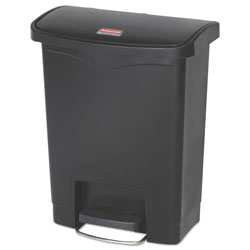Rubbermaid Slim Jim Resin Step-On Container, Front Step Style, 8 gal, Black (RCP1883609)