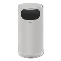 Rubbermaid European and Metallic Side-Opening Receptacle, Round, 12 gal, Satin Stainless (RCPSO16SSSGL)