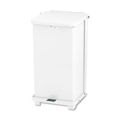 Rubbermaid Defenders Biohazard Step Can, Square, Steel, 12 gal, White (RCPST12EPLWH)