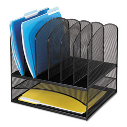 Safco Onyx Mesh Desk Organizer with Two Horizontal and Six Upright Sections, Letter Size Files, 13.25" x 11.5" x 13", Black (SAF3255BL)