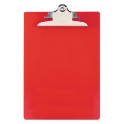 Saunders Recycled Plastic Clipboard with Ruler Edge, 1" Clip Cap, 8 1/2 x 12 Sheets, Red (SAU21601)