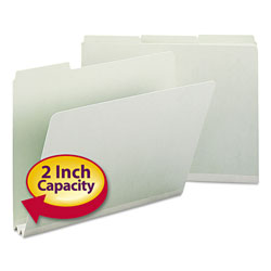 Smead Expanding Recycled Heavy Pressboard Folders, 1/3-Cut Tabs, 2" Expansion, Letter Size, Gray-Green, 25/Box