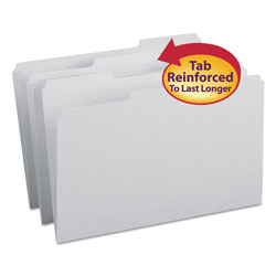 Smead Reinforced Top Tab Colored File Folders, 1/3-Cut Tabs, Legal Size, Gray, 100/Box (SMD17334)