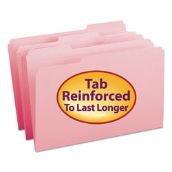 Smead Reinforced Top Tab Colored File Folders, 1/3-Cut Tabs, Legal Size, Pink, 100/Box (SMD17634)