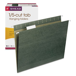 Smead Hanging Folders, Letter Size, 1/5-Cut Tab, Standard Green, 25/Box