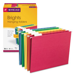 Smead Colored Hanging File Folders, Letter Size, 1/5-Cut Tab, Assorted, 25/Box (SMD64059)