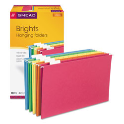 Smead Colored Hanging File Folders, Legal Size, 1/5-Cut Tab, Assorted, 25/Box (SMD64159)