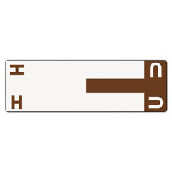 Smead AlphaZ Color-Coded First Letter Combo Alpha Labels, H/U, 1.16 x 3.63, Dark Brown/White, 5/Sheet, 20 Sheets/Pack (SMD67159)