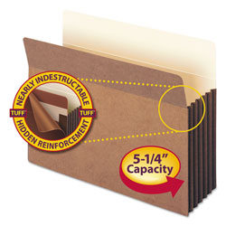 Smead Redrope TUFF Pocket Drop-Front File Pockets w/ Fully Lined Gussets, 5.25" Expansion, Letter Size, Redrope, 10/Box