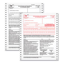 TOPS 1096 Summary Transmittal Tax Forms, Two-Part Carbonless, 8 x 11, 1/Page, 10 Forms (TOP2202)