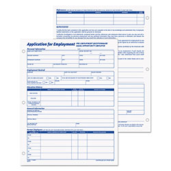 TOPS Employee Application Form, 8.38 x 11, 1/Page, 50 Forms/Pad, 2 Pads/Pack