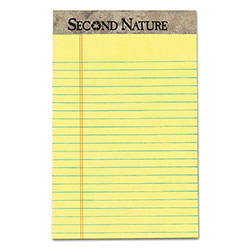 TOPS Second Nature Recycled Ruled Pads, Narrow Rule, 5 x 8, Canary, 50 Sheets, Dozen (TOP74840)