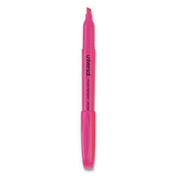 Universal Pocket Highlighters, Chisel Tip, Fluorescent Pink, Dozen (UNV08855)