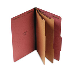 Universal Six--Section Pressboard Classification Folders, 2 Dividers, Legal Size, Red, 10/Box (UNV10280)