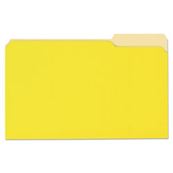 Universal Deluxe Colored Top Tab File Folders, 1/3-Cut Tabs, Legal Size, Yellowith Light Yellow, 100/Box (UNV10524)