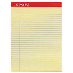 Universal Perforated Writing Pads, Wide/Legal Rule, 8.5 x 11.75, Canary, 50 Sheets, Dozen (UNV10630)