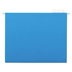 Universal Deluxe Bright Color Hanging File Folders, Letter Size, 1/5-Cut Tab, Blue, 25/Box (UNV14116)
