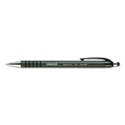 Universal Retractable Ballpoint Pen, Fine 0.7mm, Black Ink/Barrel, Dozen (UNV15520)