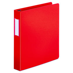 Universal Deluxe Non-View D-Ring Binder with Label Holder, 3 Rings, 1.5" Capacity, 11 x 8.5, Red