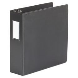 Universal Deluxe Non-View D-Ring Binder with Label Holder, 3 Rings, 3" Capacity, 11 x 8.5, Black (UNV20791)