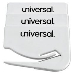 Universal Letter Slitter Hand Letter Opener w/Concealed Blade, 2 1/2", White, 3/Pack (UNV31803)