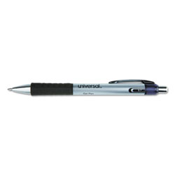 Universal Comfort Grip Retractable Gel Pen, Medium 0.7mm, Black Ink, Silver Barrel, Dozen (UNV39720)