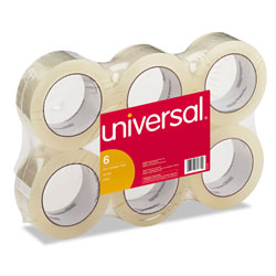 Universal General-Purpose Box Sealing Tape, 48mm x 100m, 3" Core, Clear, 6/Pack