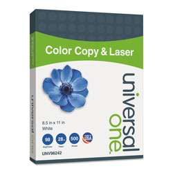 Universal Deluxe Color Copy & Laser Paper, 98 Bright, 28lb, 8.5 x 11, White, 500/Ream (UNV96242)