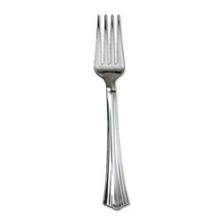 WNA Comet Heavyweight Plastic Forks, Reflections Design, Silver, 600/Carton (WNA610155)