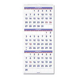 At-A-Glance Deluxe Three-Month Reference Wall Calendar, Vertical Orientation, 12 x 27, White Sheets, 14-Month (Dec to Jan): 2022 to 2024