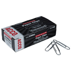 Acco Paper Clips, Jumbo, Silver, 1,000/Pack (ACC72510)
