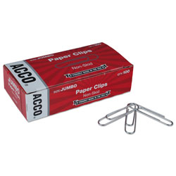 Acco Paper Clips, Jumbo, Silver, 1,000/Pack