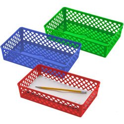Achieva Large Supply Basket, Assorted Colors, 3/PK - 2.4 in, x 10.6 in x 6.1 in Depth
