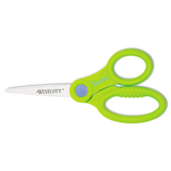 Westcott® Kids' Scissors with Antimicrobial Protection, Pointed Tip, 5 in Long, 2 in Cut Length, Randomly Assorted Straight Handles