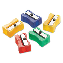 Westcott® One-Hole Manual Pencil Sharpeners, 4 in x 2 in x 1 in, Assorted Colors, 24/Pack