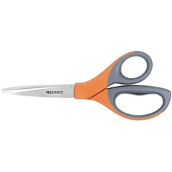 Westcott® Elite Series Stainless Steel Shears, 8 in Long, 3.5 in Cut Length, Orange Straight Handle