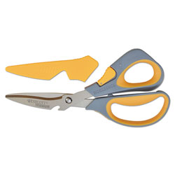 Acme Titanium Bonded Workbench Shears, 8 in Long, 3 in Cut Length, Gray/Yellow Offset Handle