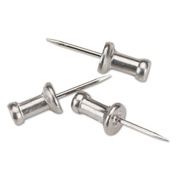 Advantus Aluminum Head Push Pins, Aluminum, Silver, 1/2 in, 100/Box