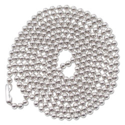 Advantus ID Badge Holder Chain, Ball Chain Style, 36" Long, Nickel Plated, 100/Box (AVT75417)