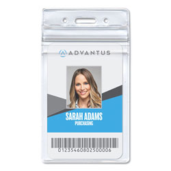 Advantus Resealable ID Badge Holder, Vertical, 3.68 x 5, Clear, 50/Pack