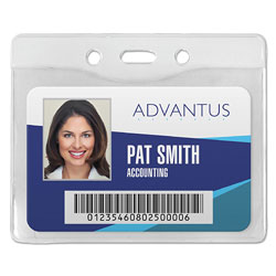 Advantus Security ID Badge Holder, Horizontal, 3.5 x 4.25, Clear, 50/Box