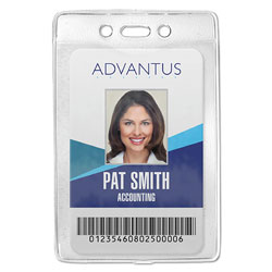 Advantus Security ID Badge Holder, Vertical, 3.13 x 4.88, Clear, 50/Box