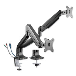 Alera AdaptivErgo Heavy-Duty Articulating Dual Monitor Arm with USB and Audio, 30 in, Black