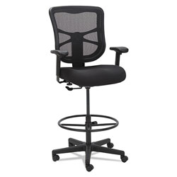 Alera Elusion Series Mesh Stool, 31.6 in Seat Height, Supports up to 275 lbs., Black Seat/Black Back, Black Base